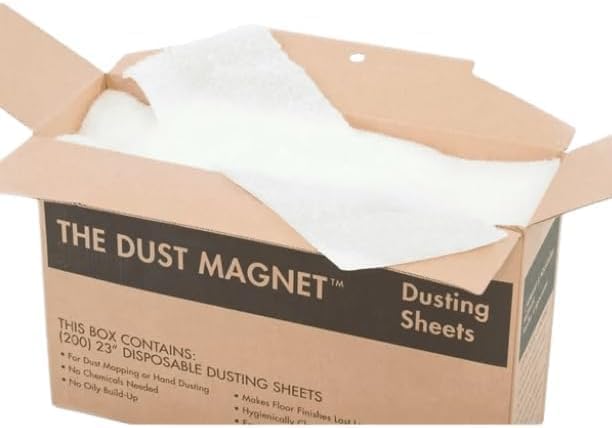 The Dust Magnet Dusting Sheets; 200 Refill Disposable White Pre-Cut Sheets 23 Inches Each; for use with Clarke Advance 56649241 Euroclean Magnet Floor Mopper and Others