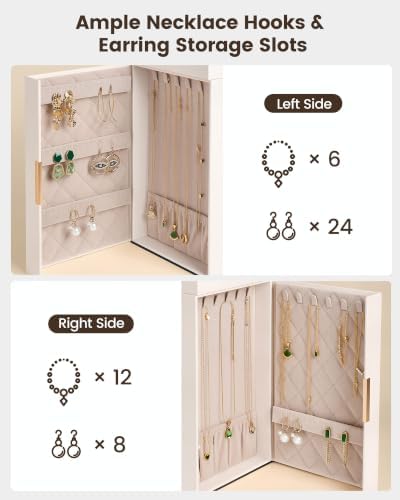 Lolalet Large Jewelry Box, 7-Layer Jewelry Organizer with 6 Drawers -Beige