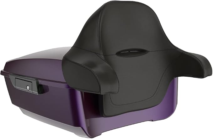 Advanblack Road Glide Tour Trunk Pack Hard Candy Mystic Purple Flake King Tour Trunk Pack Luggage +Wrap-Around Backrest Pad for '97-'25 Harley Touring Road King Street Glide Electra Glide CVO models