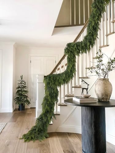 15 Ft Christmas Cedar Garland, Real Touch Soft Greenery Christmas Decor
