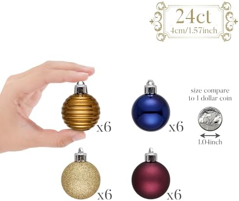Valery Madelyn Small Christmas Tree Decorations Ball Ornaments 24ct 1.57"