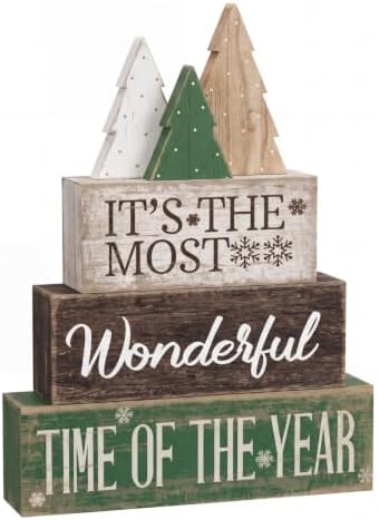 Moucuny 4 Pcs Christmas Table Decoration Neutral Wooden Christmas Tree Sign