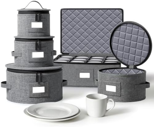 Kukikan China Storage Container, Hard Shell for Moving, 5 Pack Dish Storage