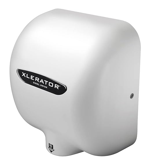 XLERATOR XL-BW-1.1N Hand Dryer, Excel Dryer, Automatic, Surface-Mounted, White Thermoset (BMC) Cover, 208-277V with Noise Reduction Nozzle