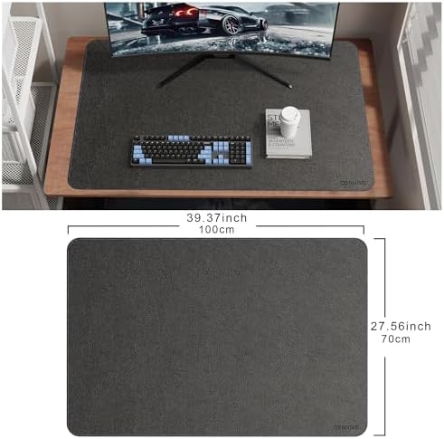 CENNBIE 39.4" x 27.5" Leather Desk Mat,Computer Mouse Pad XXL (Black)
