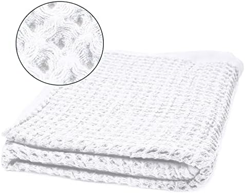 SUTERA Waffle Hand Towel for Bathroom, Silver Ions Pima Cotton - White | Ultra soft and absorbent with a lightweight waffle weave design for quick-drying bath towels.