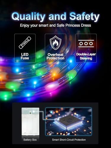 Light Up Princess Costume with handle ＆ App Control for 3-9 Ages Halloween