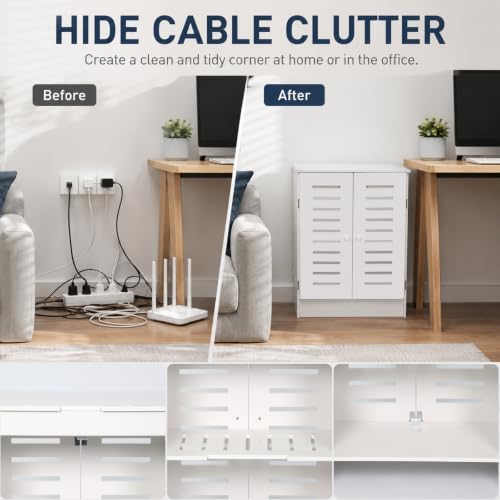 Large WiFi Router Storage Cabinet, Stable Floor Standing Hider