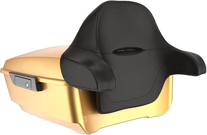 Advanblack Road Glide Tour Trunk Pack Black Hills Gold King Tour Trunk Pack Luggage +Wrap-Around Backrest Pad for '97-'25 Harley Touring Road King Street Glide Electra Glide CVO models