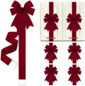 Daifunli 4 Pcs Burgundy Velvet Christmas Cabinet Bows Ribbons for Kitchen