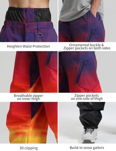 GSOU SNOW Womens Mens Snowboard Pants Baggy Snow Ski Pants for Snowsports
