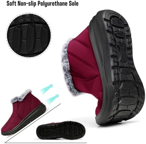SHIBEVER Winter Snow Boots for Women: Slip On Ankle Fur Lined Warm Boot