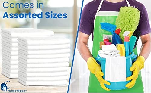 Nabob Wipers New Lint Free Cloth (7 Pack) - 100% Cotton Cleaning Rags Exact Cut - Premium White Rags for Cleaning House - White Rags for Dusting, Staining, Polishing, Painting 18"x18"
