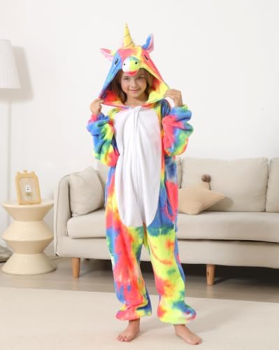 Animal Onesie Pajamas for Kids, Soft Flannel Halloween Cosplay Costume for Boys Girls