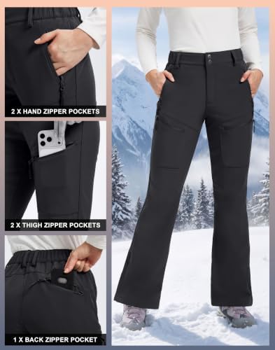 Women's Snow Ski Pants Fleece Lined Water Resistant Warm Flare Fit