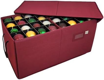 612 Vermont Christmas Ornament Storage Box, Adjustable Acid-Free Dividers