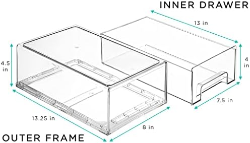 Sorbus Clear Stackable Storage Drawers with Pull-Out Bins (Medium, 6 Pack)