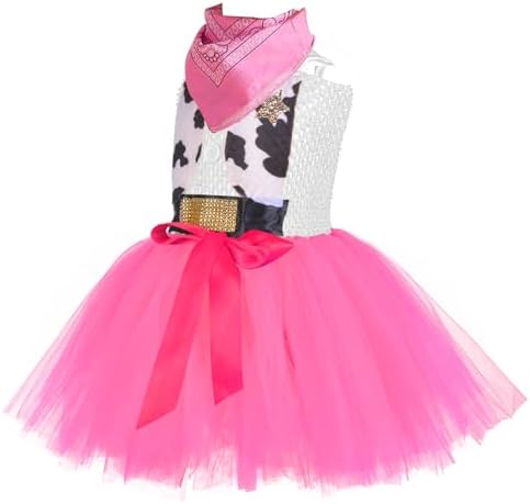 Tutu Dreams Halloween Cowgirl Costume for Girls 1-10Y with Bandana Cowboy Hat Birthday Party Dress Up Clothing