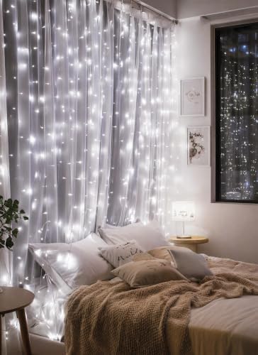 Brightown 300 LED Fairy Curtain Lights, 9.8ft x 9.8ft Curtain String Lights