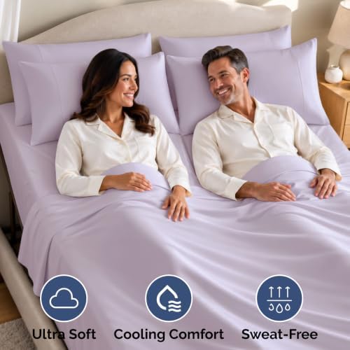 Flex Top Split Head King 4 Piece Sheet Set - Ultra-Soft - Light Lavender
