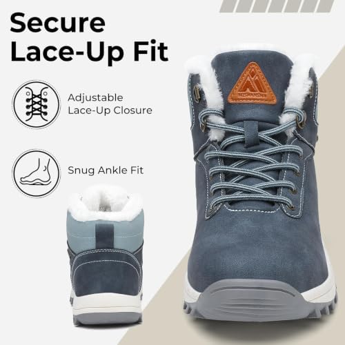 Mishansha Men's Waterproof Snow Boots, Insulated Winter Hiking Boots