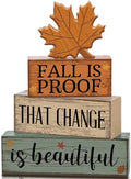 Lineshading 4 Pcs Fall Decoration For Home Wooden Maple Leaf Stacked Decor