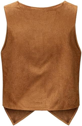 Women Cowgirl Costume Western Vest Hat Belt Set for Cowgirl Cowboy Halloween Cosplay