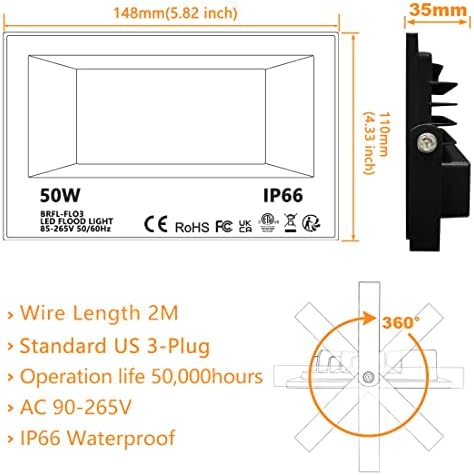 Led Flood Light Outdoor, 50W RGB Color Changing Landscape Lighting