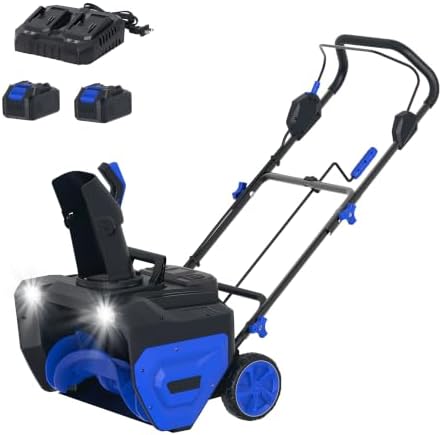 21" Cordless Snow Blower, Electric Snow Blower with 2x5.0Ah Battery&Charger