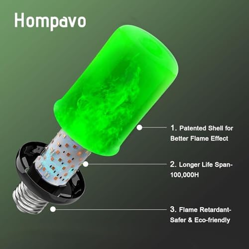 Hompavo Upgraded Flame Light Bulbs for Halloween Decorations, 4 Modes E26