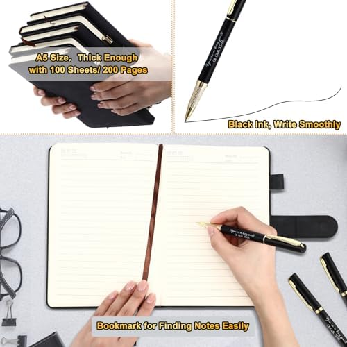 Kosiz 20 Pcs Employee Appreciation Gift Bulk Notebook Pen, Black, Team