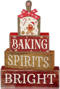 Lineshading 4 Pcs Christmas Table Decor, Gingerbread Baking Spirits Bright