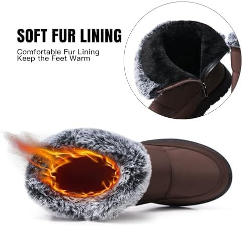 SHIBEVER Women's Winter Snow Boots: Waterproof Fur-Lined Ankle Booties