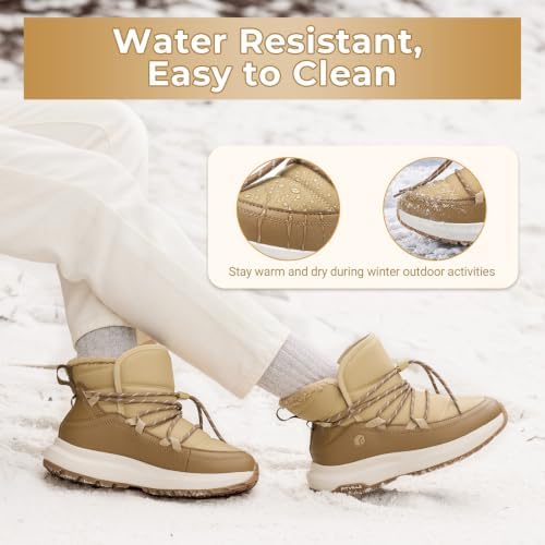 FitVille Wide Width Snow Boots for Women Slip On Fur Lined Ankle Booties