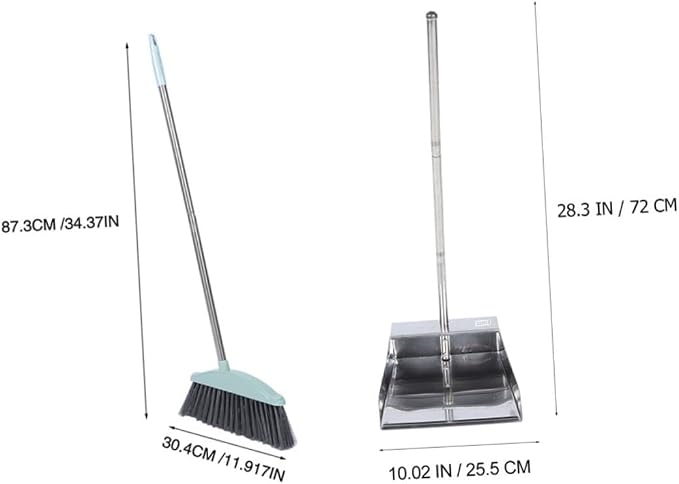 COLLBATH 1set Broom and Dustpan Kit Long Handle Lightweight Floor Cleaning Tools for Home and Office No Bend Design for Efficient Sweeping and Dust Collection