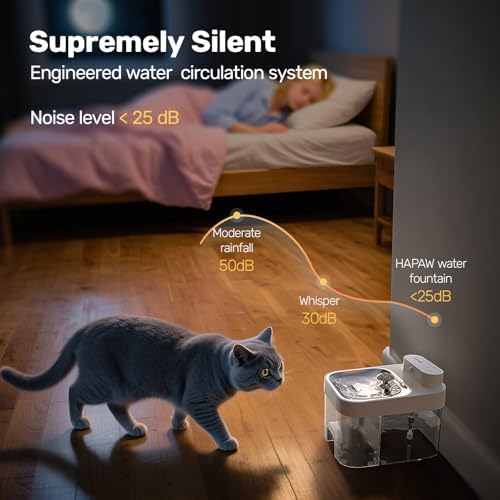 Cat Water Fountain, Wastewater Separation & No Filter Cotton, Pet Water Dispenser with 101oz/3L Large Capacity Tank, Wireless Automatic Water Fountains for Cats Indoor Cat Watering Supplies