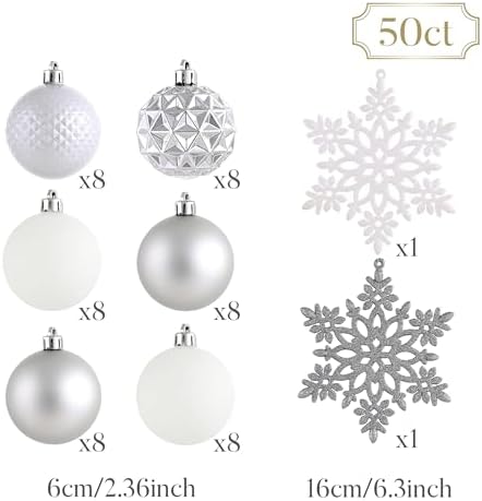 Valery Madelyn 50ct Christmas Tree Decorations Ball Ornaments 2.36 Inches