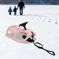 Snow Sled for Kids, Single Rider Saddle Sleigh with Steering Wheel & Pull Rope, 220 lbs Capacity Lightweight Winter Toboggan for Snowy Hills, Backyard, Outdoor Play for Toddlers Boys Girls