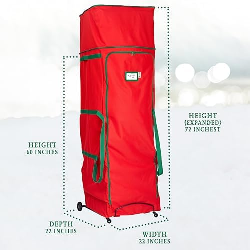 HOLDN' STORAGE Rolling Christmas Storage Bag - Fits Up to 12 Feet Artificial Trees, Heavy Duty 600D Extra Large Garland and Tree Bag With Wheels