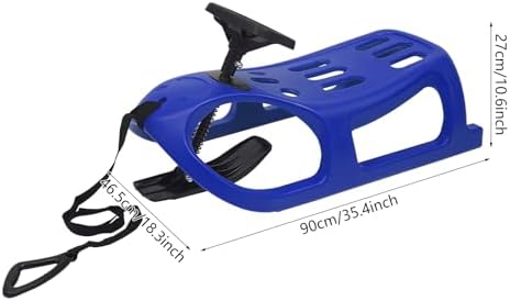 Snow Sled for Kids, Single Rider Saddle Sleigh with Steering Wheel & Pull Rope, 220 lbs Capacity Lightweight Winter Toboggan for Snowy Hills, Backyard, Outdoor Play for Toddlers Boys Girls