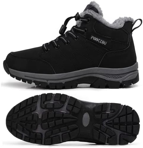 Winter Boots For Mens Snow Boots Anti-Slip Fur Lined Warm Ankle Boots Casual Lightweight Trekking Backpacking Hiking Boots
