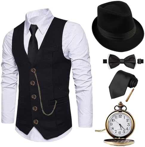 EFORLED Halloween 1920s Mens Costume 2026,Adult Gangster Mobster Outfit