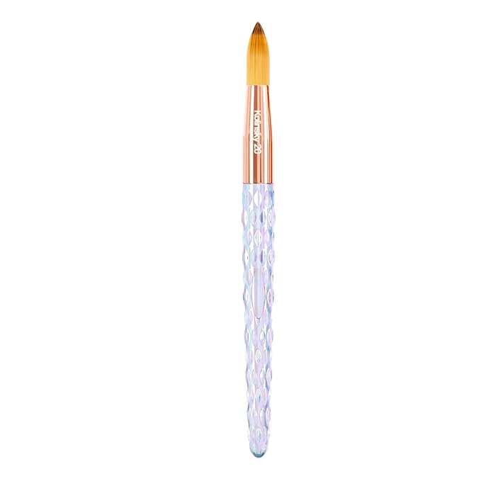 Kiara Sky Kolinsky Acrylic Nail Brush #20 – Pure Kolinsky Sable Hair, Iridescent Crystal Handle, Acetone Resistant, for Acrylic Application, Extensions & 3D Nail Art