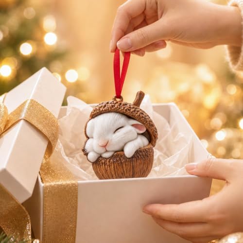 2026 Merry ChristmasWinter Ornament - Winter Rabbit Decorations 3D Animal Decorations for Christmas Trees, Holiday Ornament, Holiday Party Gifts, Gift Ideas & Xmas Gift
