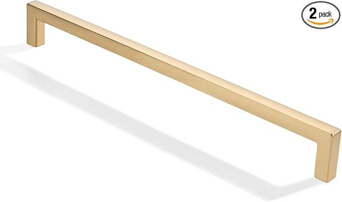 khtumeware 2 Pack 12 inch(305mm) Hole Center Brushed Gold Cabinet Pulls Solid Heavy-Duty Square Matte Gold Cabinet Handles Drawer Pulls Kitchen Cabinet Hardware Kitchen Handle