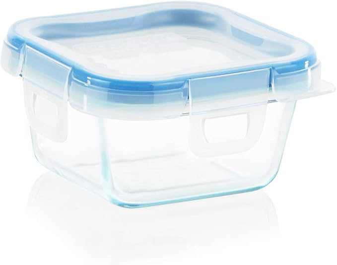 Snapware Total Solutions (2-Pack, 1 & 4 Cup) Glass Food Storage Containers Set, Airtight & Leakproof Locking BPA-Free Lids, Freezer Dishwasher Microwave Safe