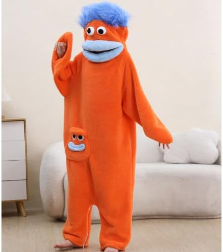 Unisex Funny Big Mouth Monster Plush Hooded Onesie Sleepwear