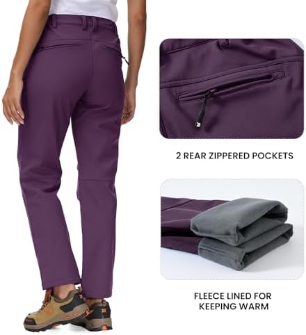 YSENTO Women's Hiking Pants Fleece Lined Winter Snow Ski Insulated Utility Work