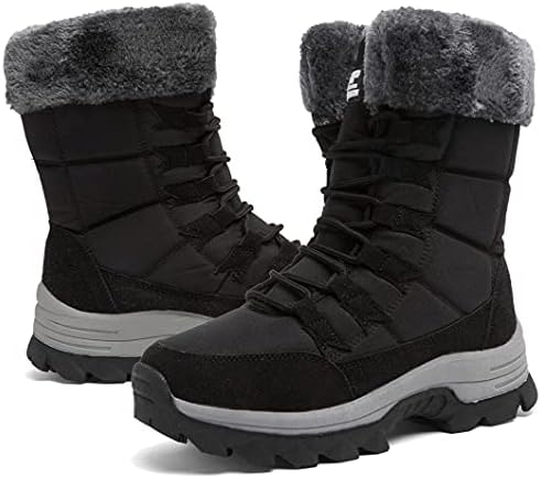 Womens Snow Boots Winter Fur Lined Waterproof Walking Boots Lightweight Outdoor Ankle Boots Ladies Warm Shoes Anti-Slip Mid Calf Boots
