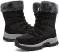Womens Snow Boots Winter Fur Lined Waterproof Walking Boots Lightweight Outdoor Ankle Boots Ladies Warm Shoes Anti-Slip Mid Calf Boots
